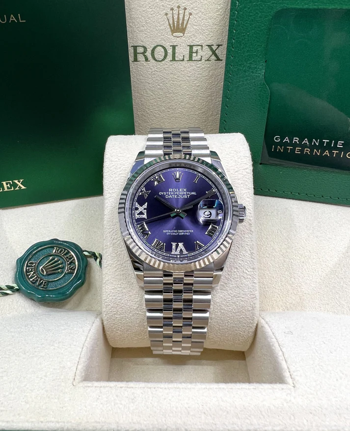RLX  Datejust 36mm 126234 Datejust Aubergine Purple Diamond Roman Oyster Stainless Steel