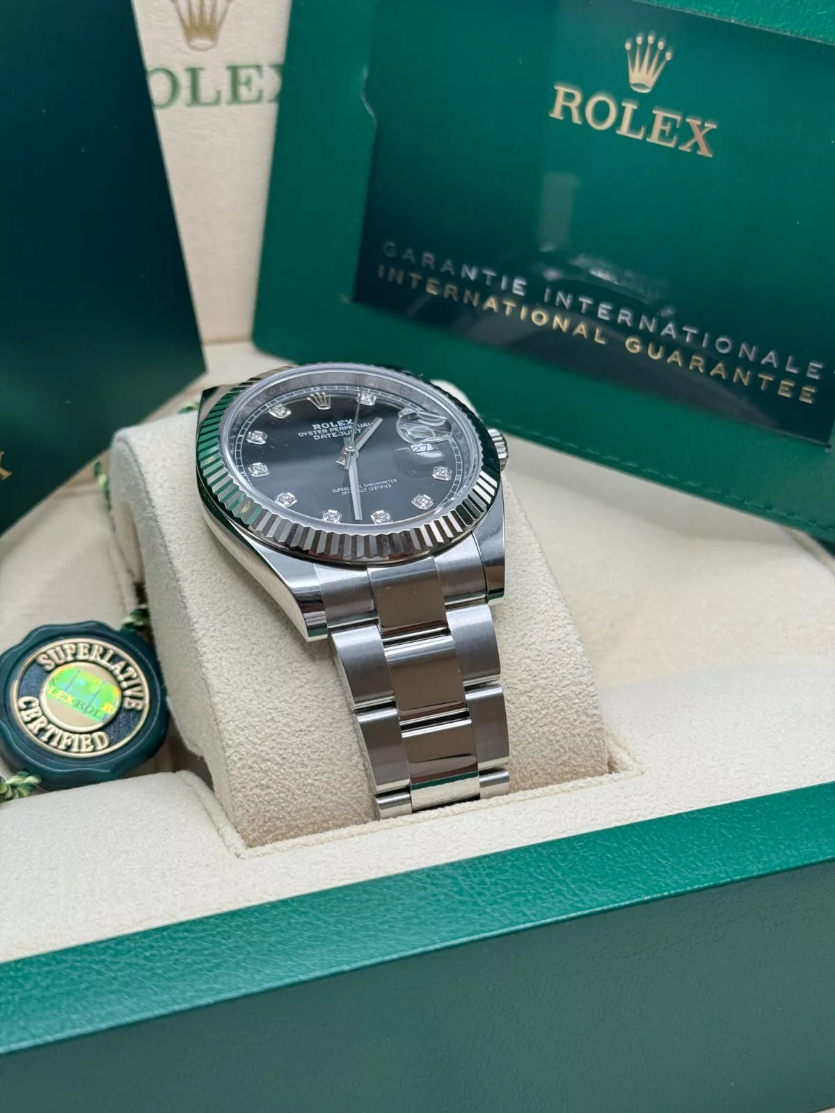 RLX  Datejust 41mm 126334 Black Diamond Oyster Stainless Steel Mens Watch