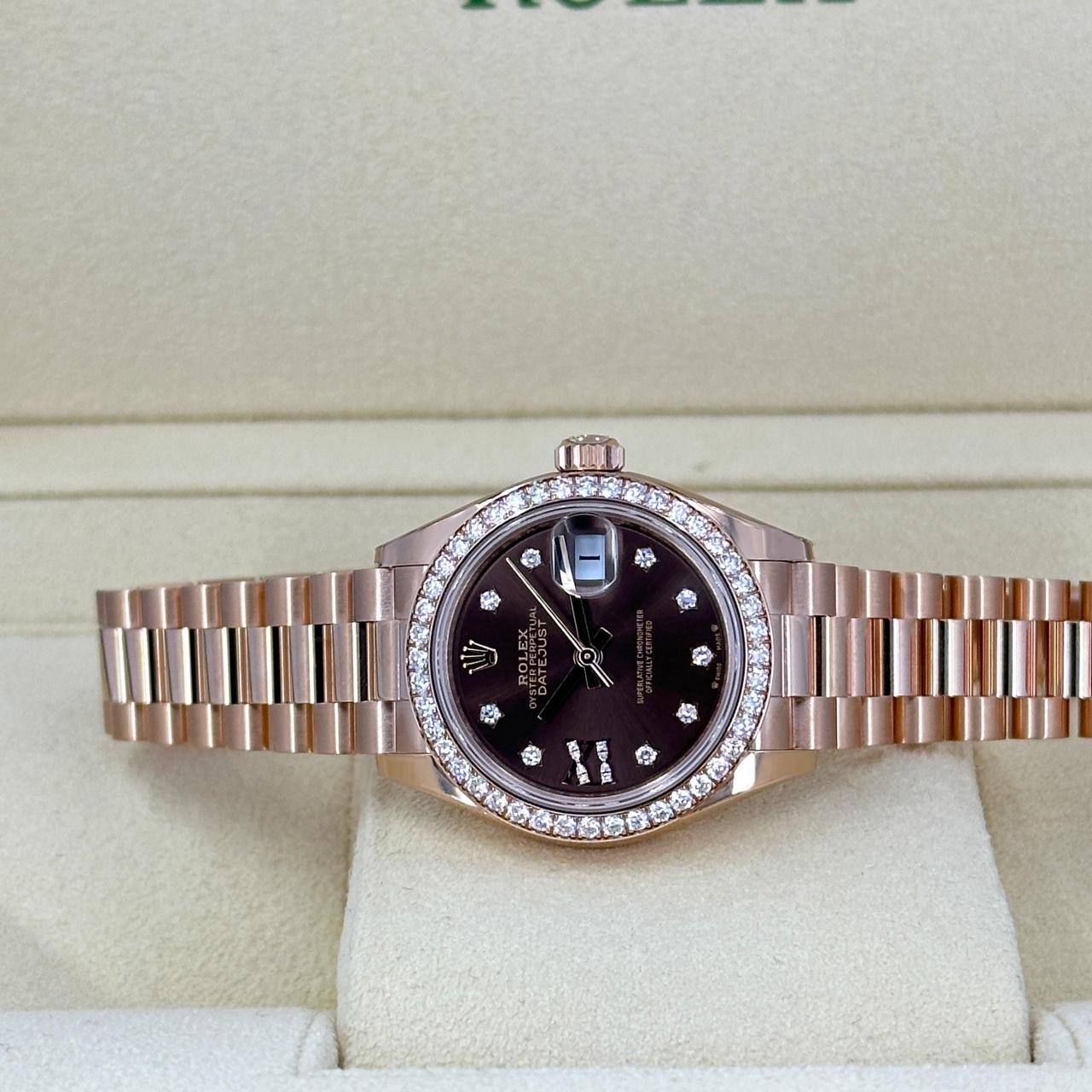 RLX  Lady-Datejust 28mm 279135RBR Chocolate Diamond Dial Jubilee Bracelet