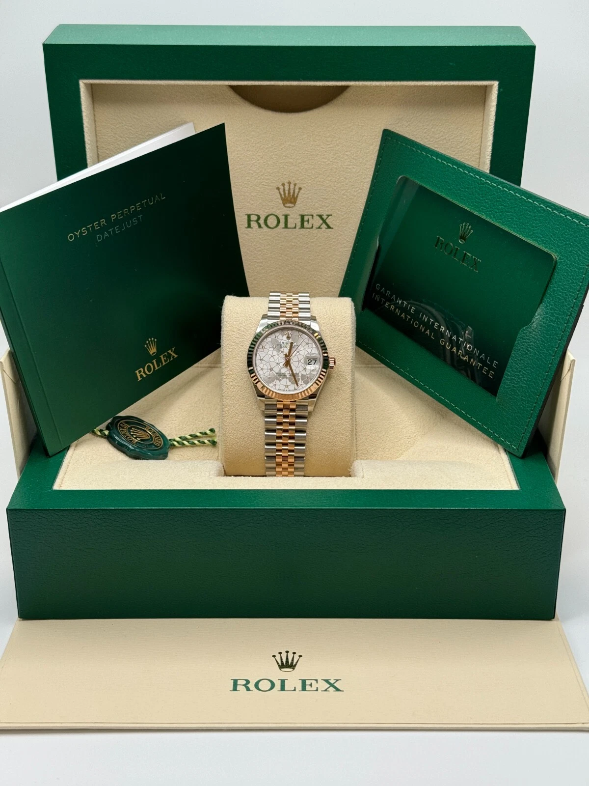 RLX Datejust m278271-0031/0032 Silver Floral Motif 31mm Dial Oyster Bracelet Watch