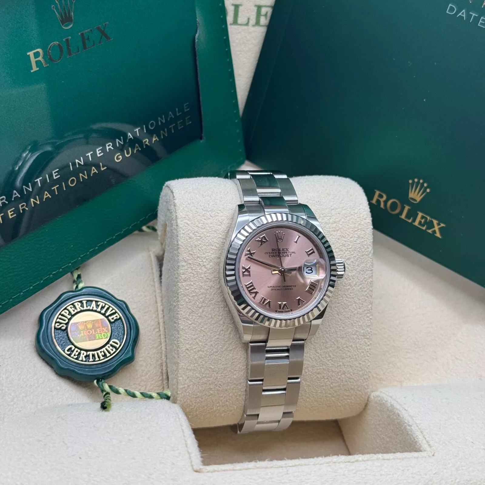 RLX Lady-Datejust 28mm 279174 Pink Roman Dial Oyster Bracelet