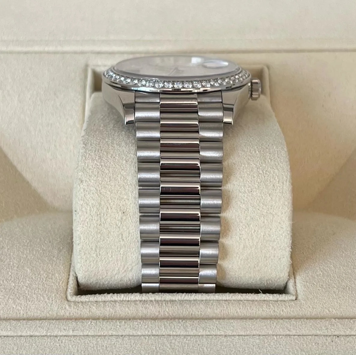 RLX 228349RBR-0036 Day-Date 40mm 18k White Gold Paved With Diamonds Watch