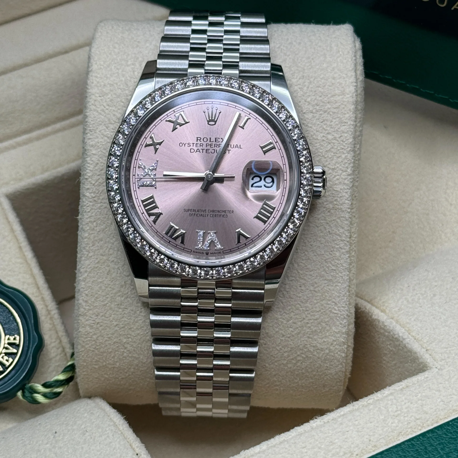 RLX  Datejust 36mm 126284 Pink Dial Jubilee Bracelet