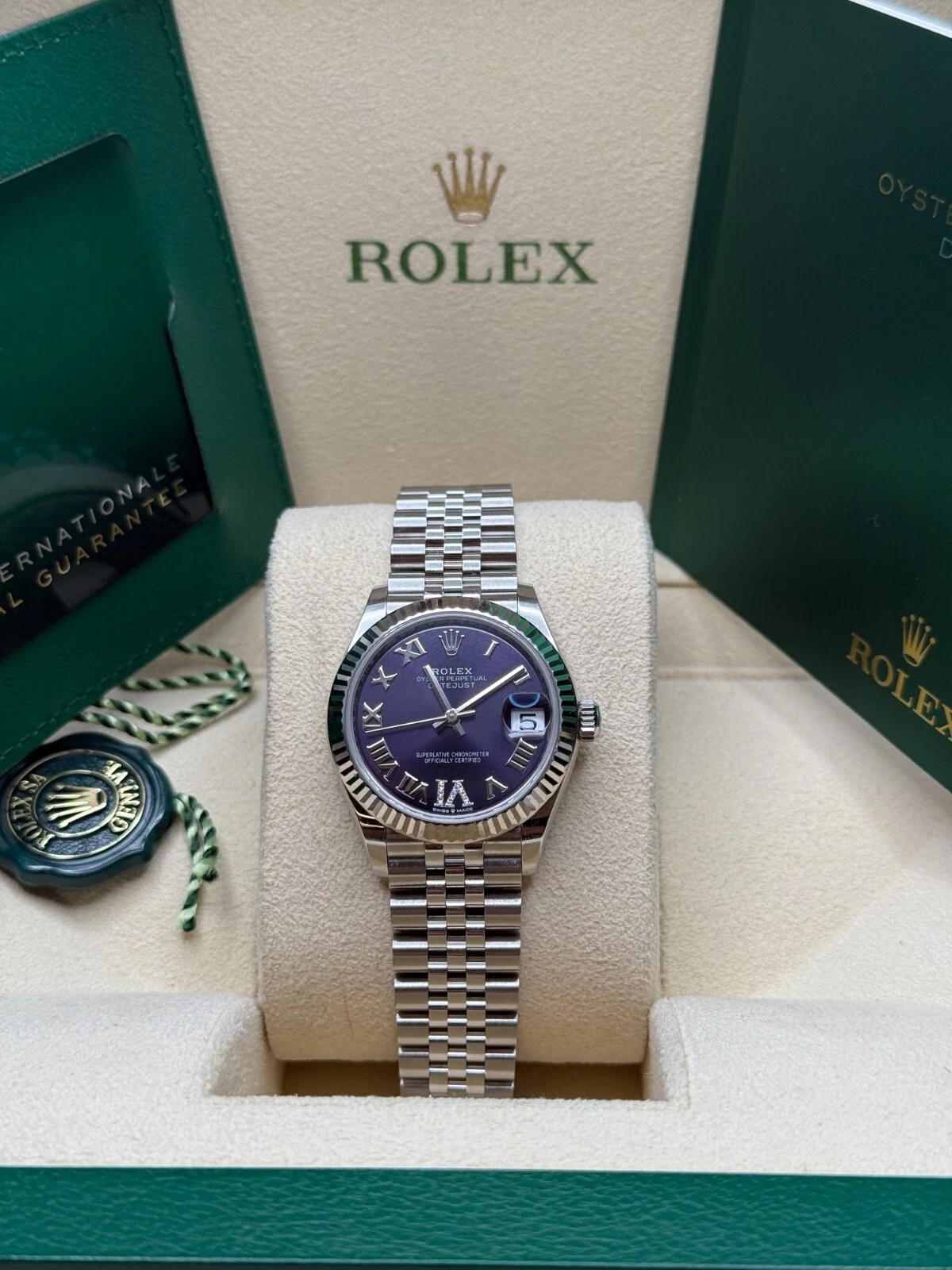RLX Datejust m278274-0025/0026 Aubergine 31mm Dial Oyster Watch