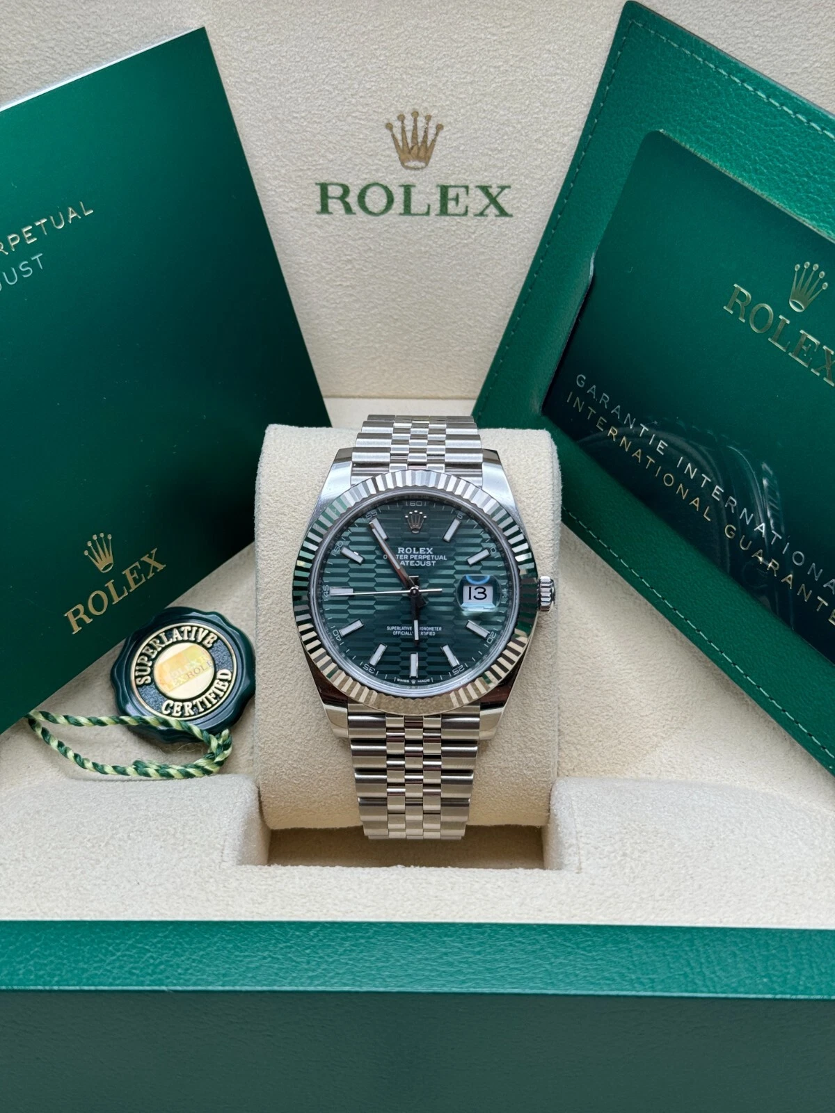 RLX  Datejust 41mm 126334 Mint Green Fluted Motif Dial Oyster Bracelet