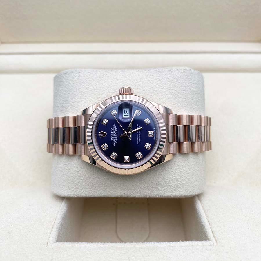 RLX Lady-Datejust 28mm 279175 Aubergine Diamond-Set Dial President Everose Gold