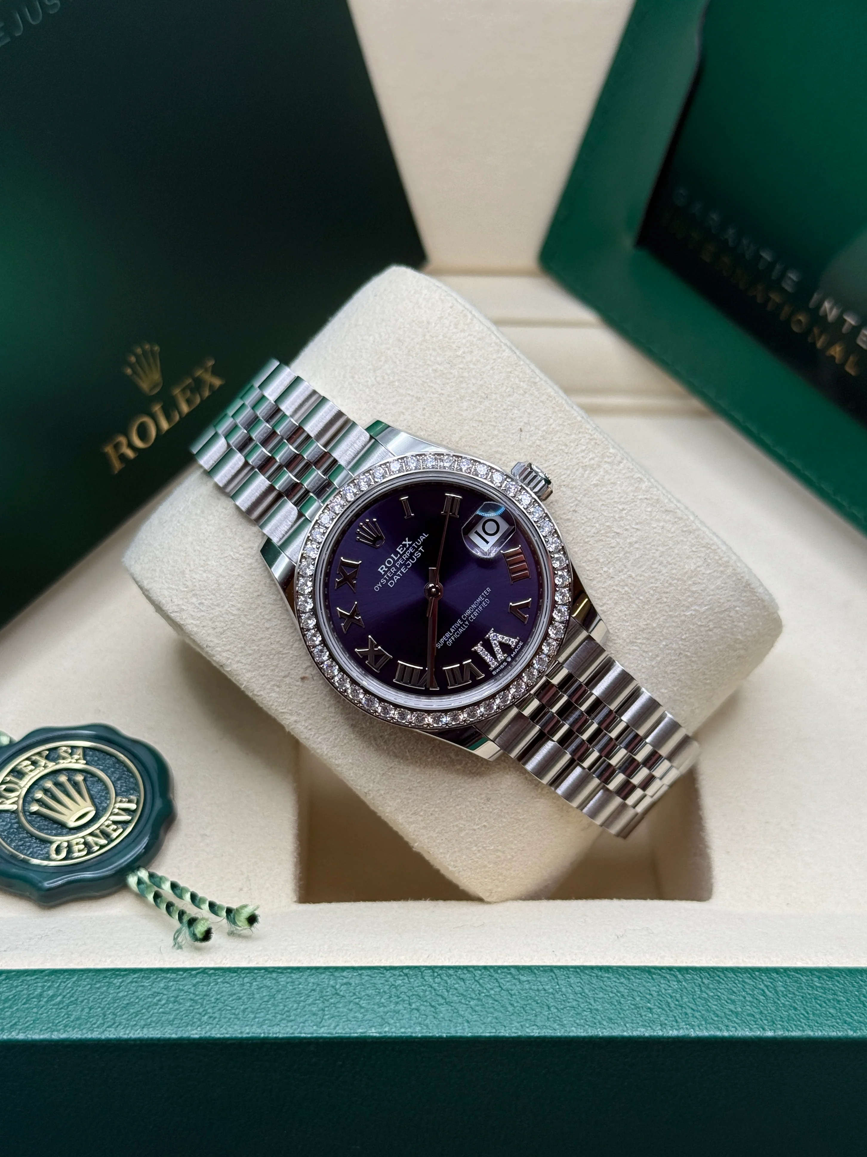 RLX Datejust m278384RBR-0029/0030 Aubergine 31mm Dial Jubilee Watch