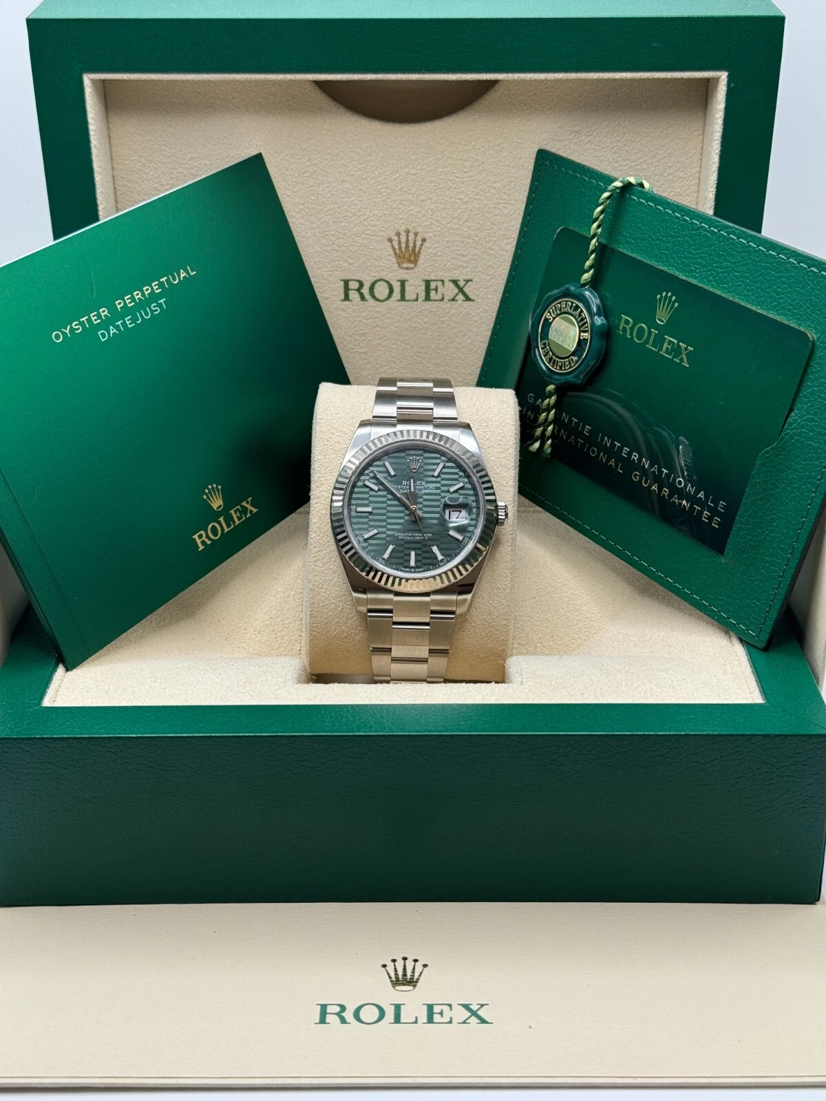 RLX  Datejust 41mm 126334 Mint Green Fluted Motif Dial Oyster Bracelet