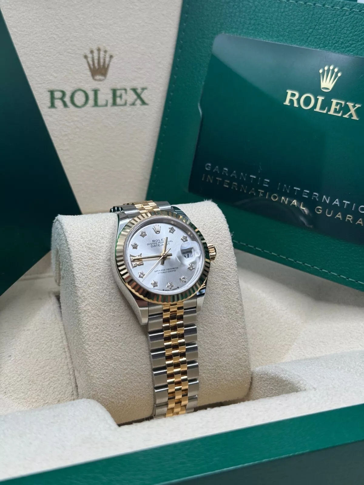 RLX Lady-Datejust 28mm 279173 Silver Diamond Dial Oyster Bracelet