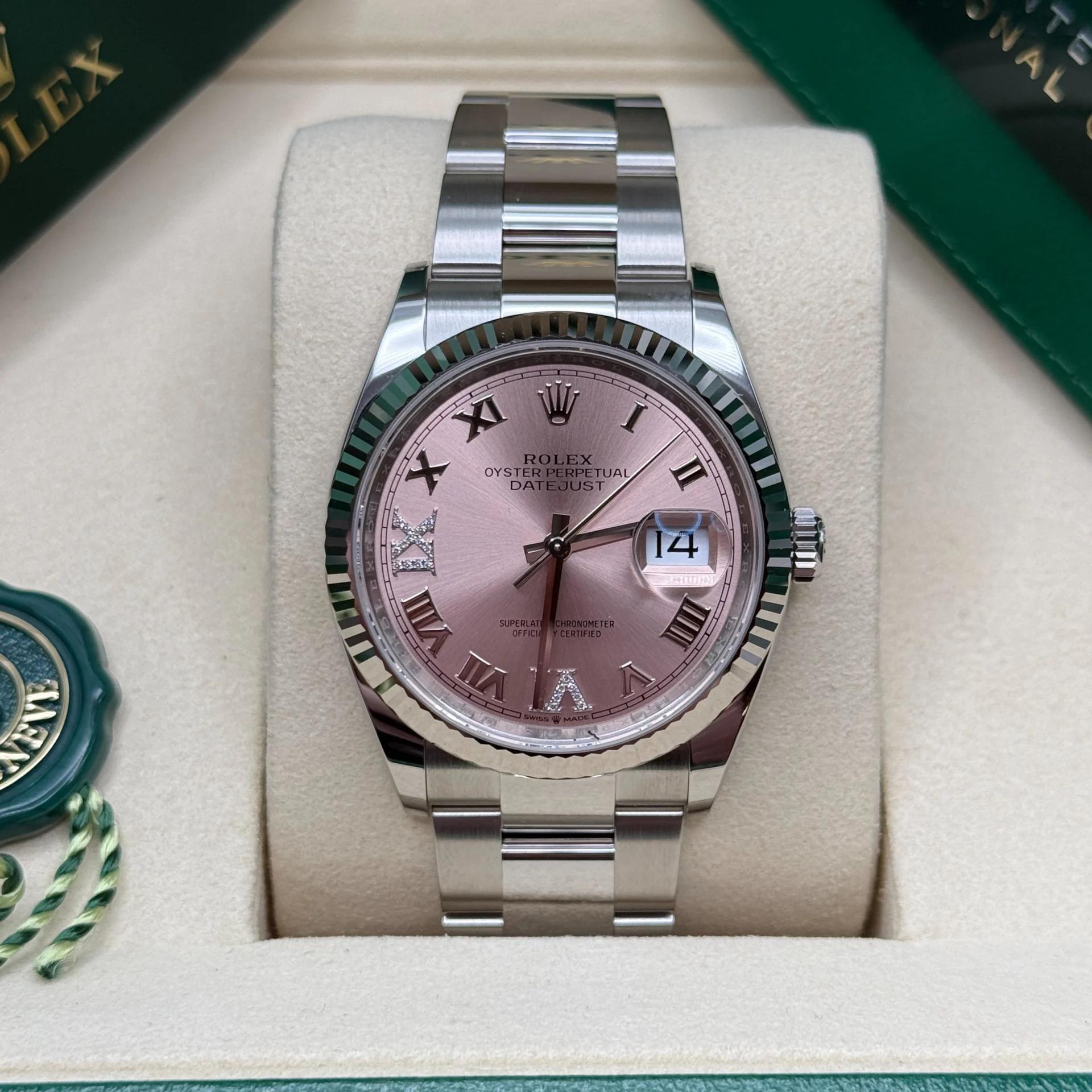 RLX  Datejust 36mm 126234 Pink Roman Dial Oyster Stainless Steel