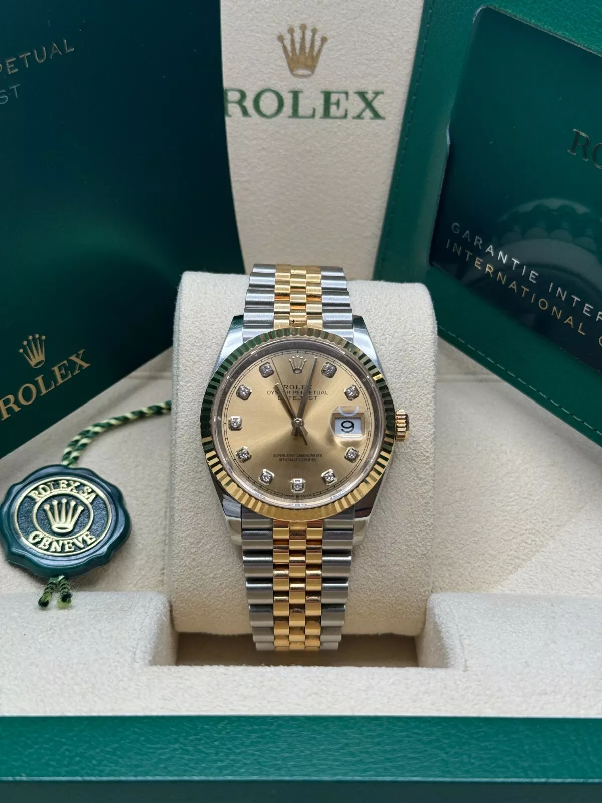 RLX  Datejust 41mm Two-Tone Yellow Gold Fluted Bezel Champagne Diamond Dial Oyster - 126333