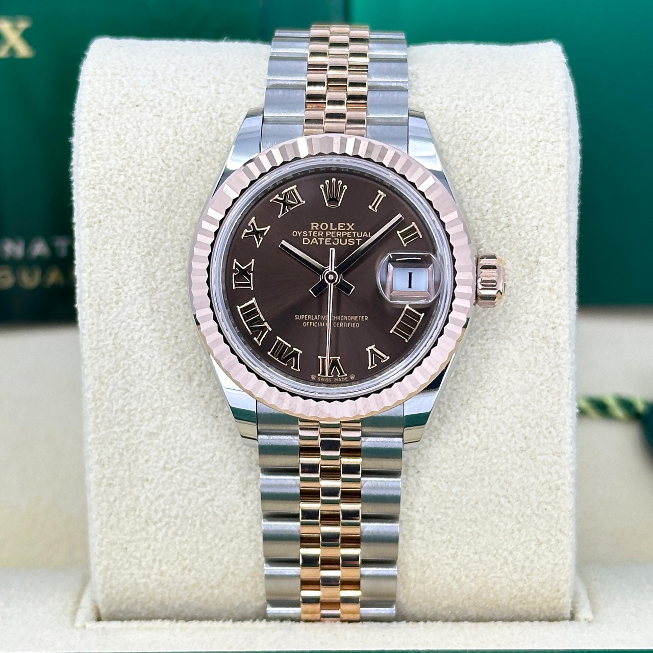 RLX Lady-Datejust 28mm 279171 Chocolate Roman Oyster Stainless Steel and Rose Gold