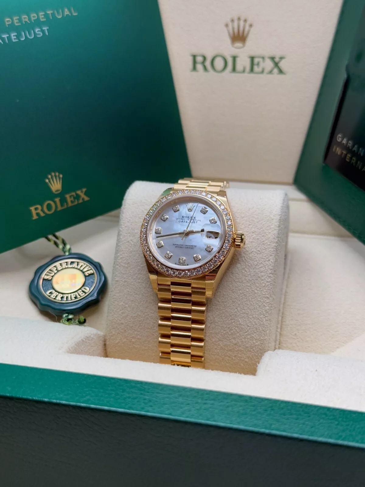 RLX  Lady-Datejust 28mm 279138RBR White Mother-of-Pearl Dial President Bracelet Watch