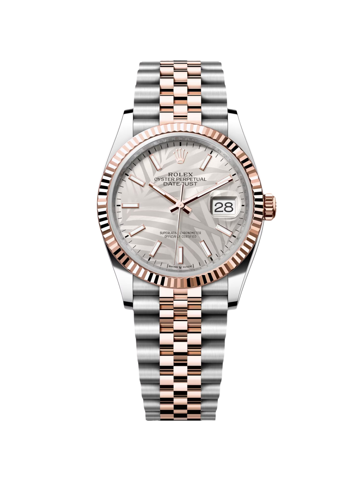 RLX  Datejust 36mm 126231 Silver Palm Motif Dial Oyster Bracelet