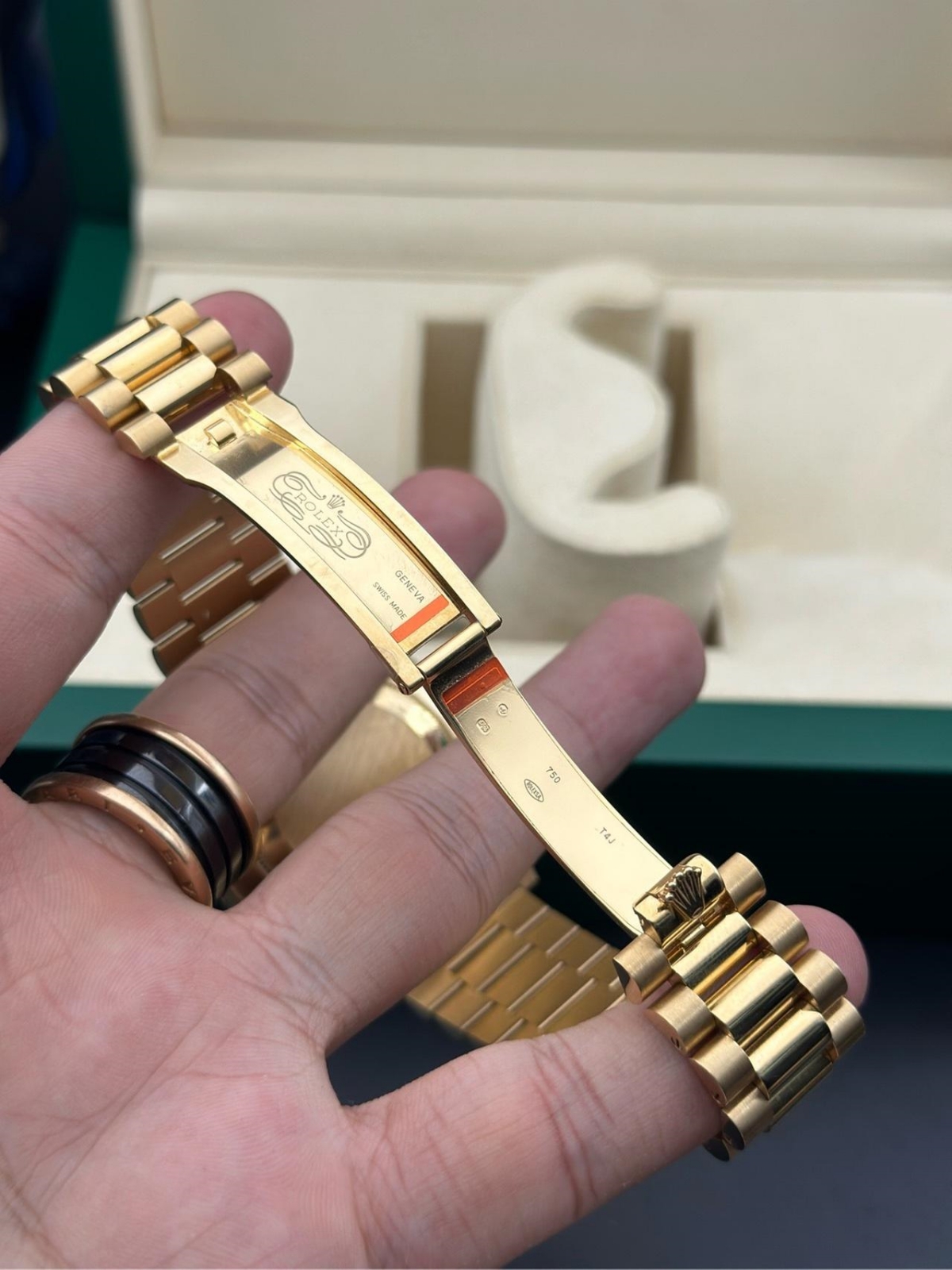 RLX Day-Date 40mm Champagne Dial and Diamond Bezel Yellow Gold President Bracelet  228348RBR-0003