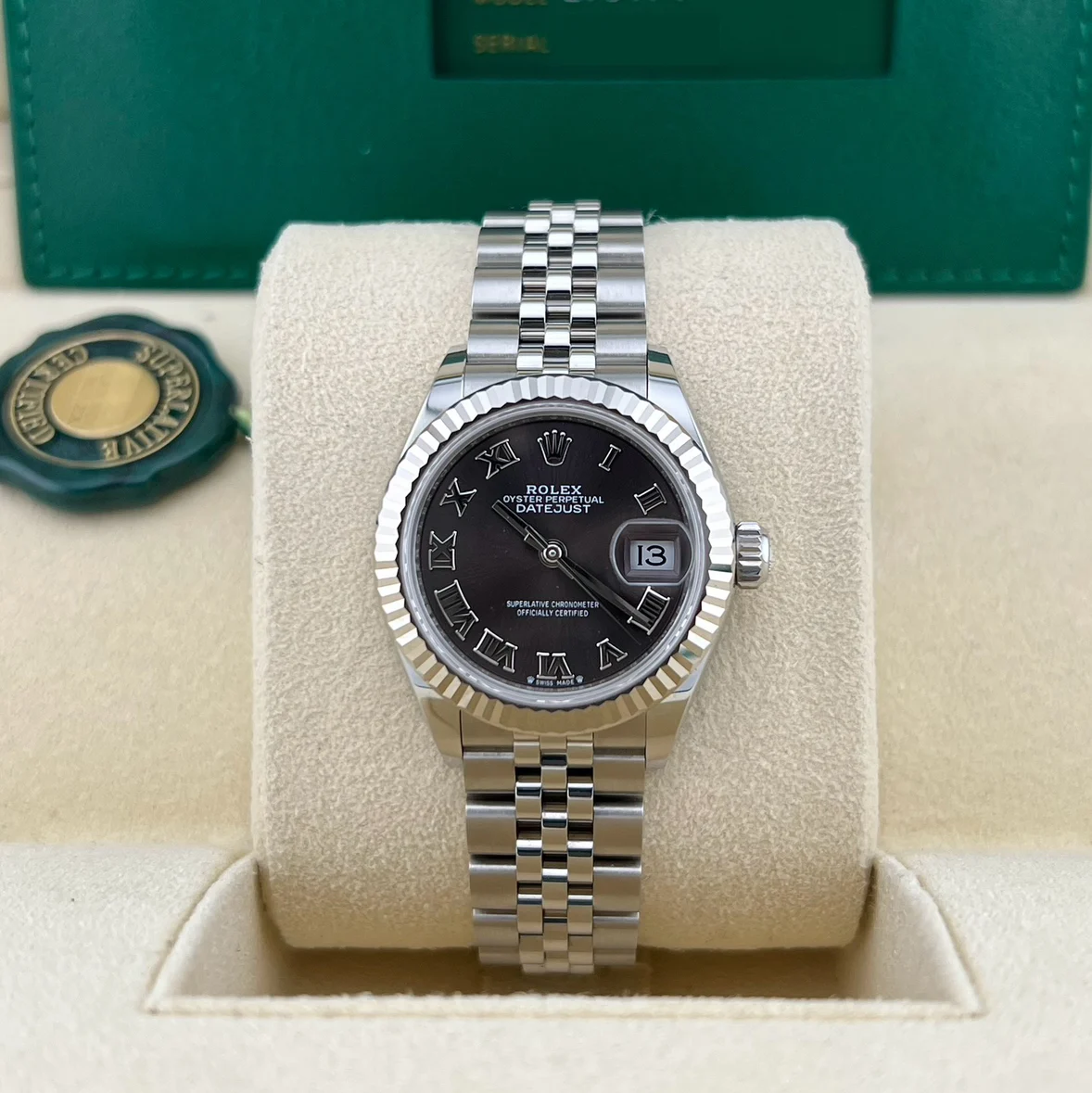 RLX Lady-Datejust 28mm 279174 Dark Grey Roman Dial Oyster Bracelet