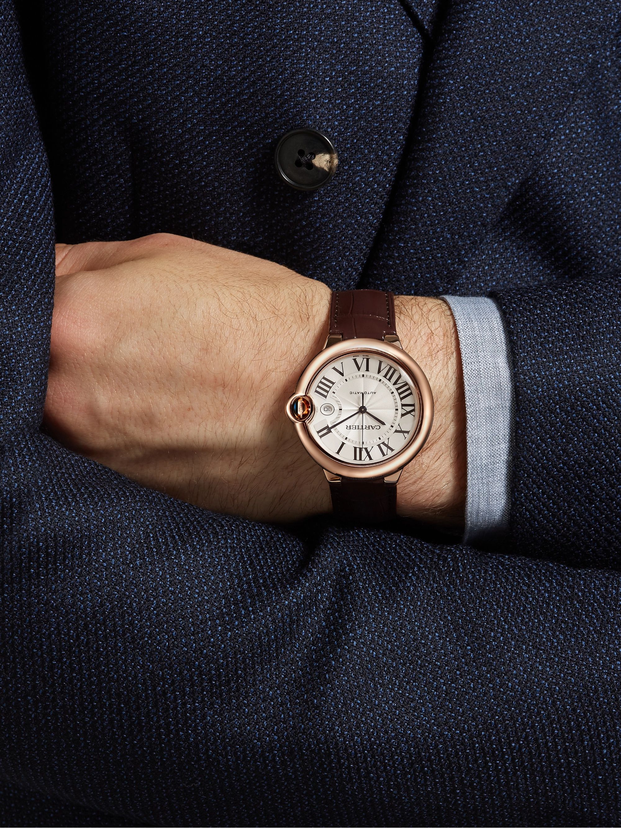 Automatic 42mm 18-Karat Pink Gold and Alligator Watch, Ref. No. CRWGBB0017