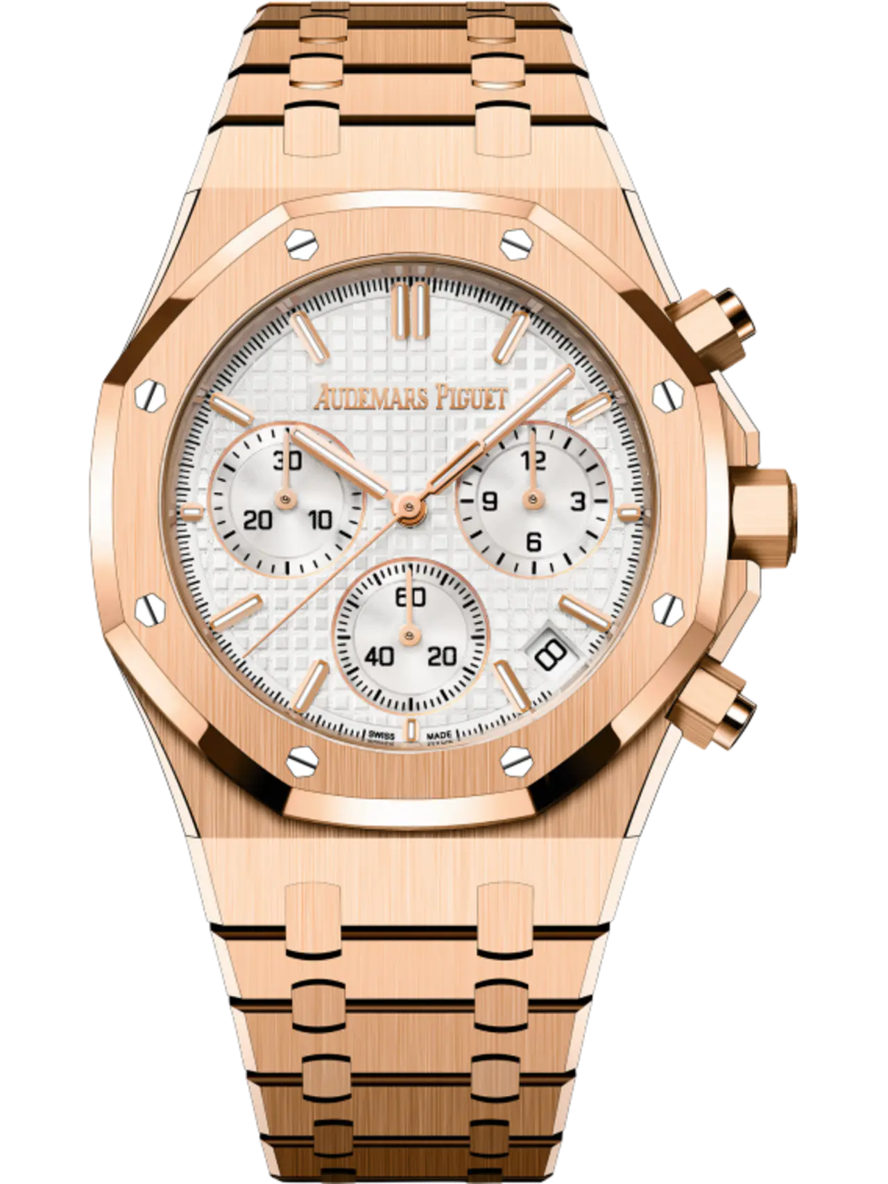 A&P ROYAL OAK Pink Gold Silver-Toned Dial CHRONOGRAPH 41mm
