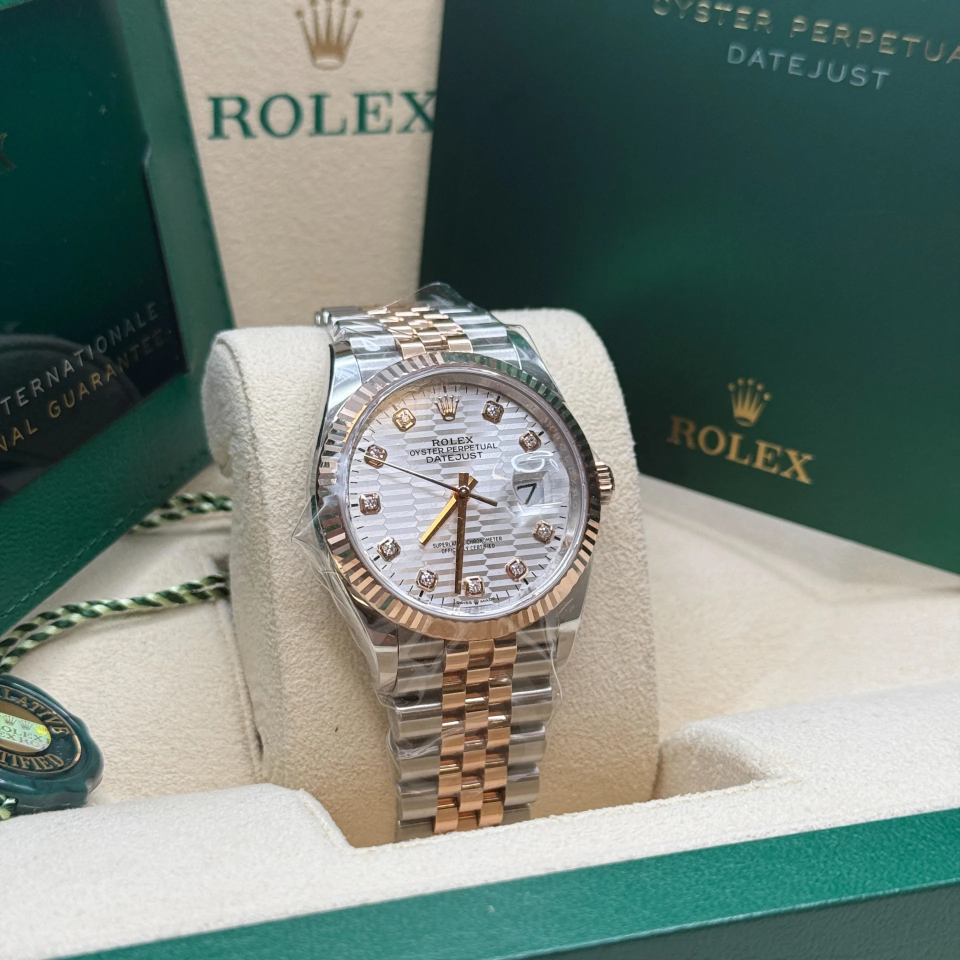 RLX  Datejust 36mm 126231 Silver Fluted Motif Dial Oystersteel and Everose gold Bracelet