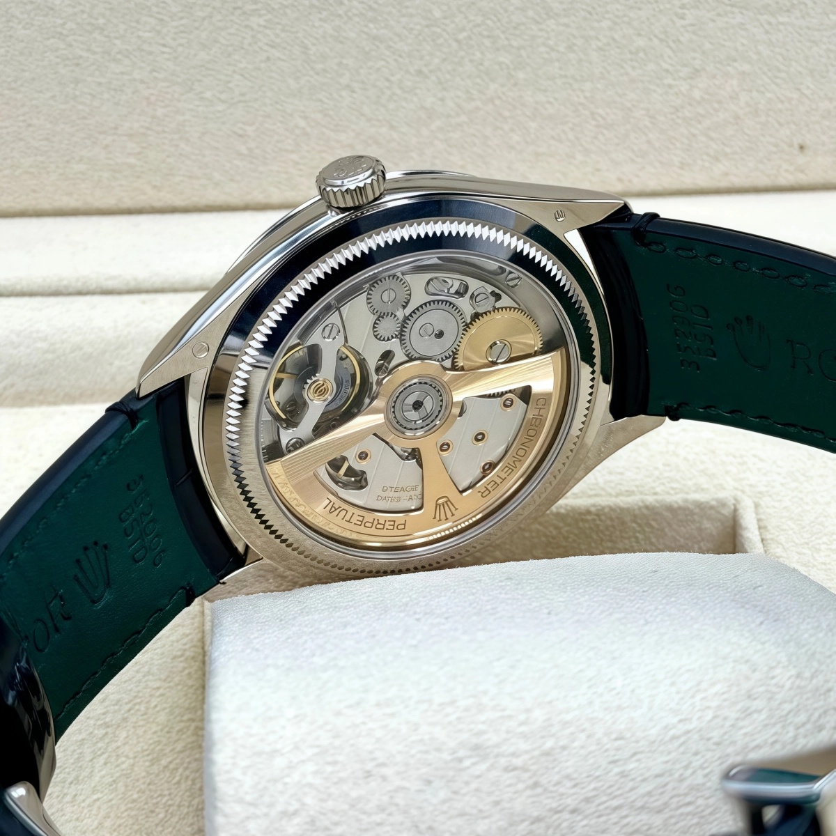 Rolex 1908 Platinum Ice Blue Dial Black Alligator Strap - 52506-0003