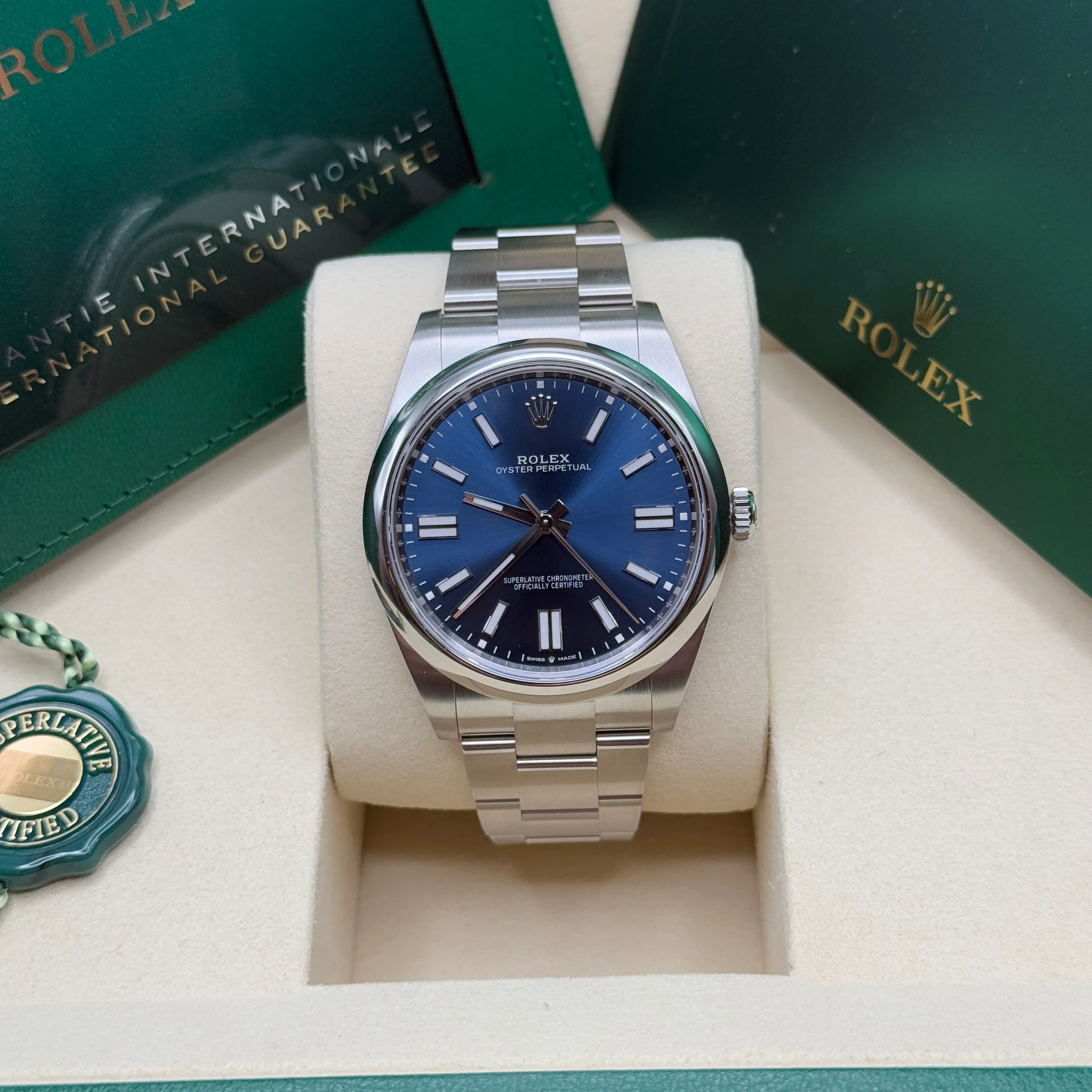 RLX Oyster Perpetual 41mm 124300-0003 Oyster Perpetual Stainless Steel Blue Index Dial Watch
