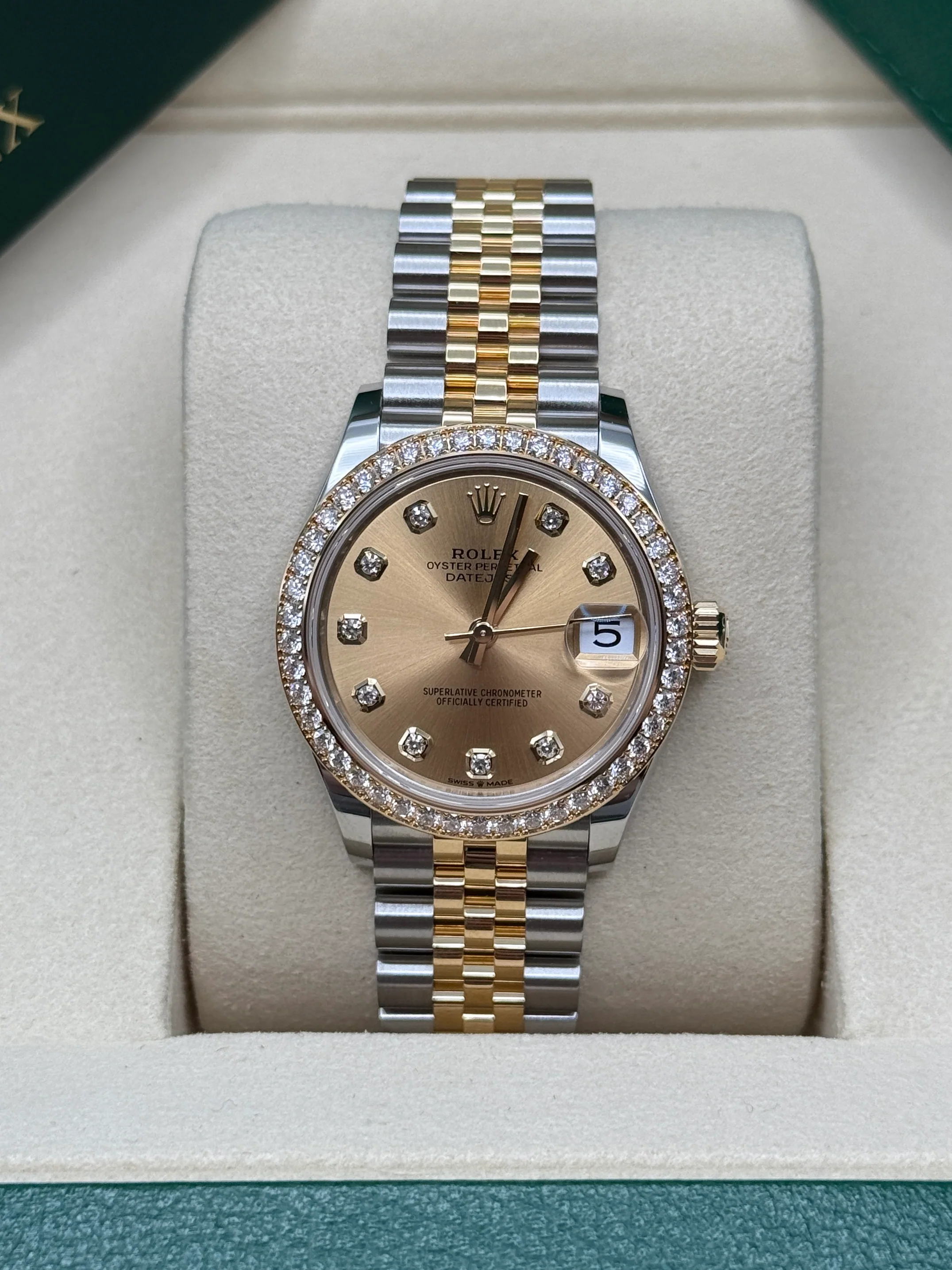 RLX Datejust m278383-0025/0026 31mm Champagne Dial Oyster Bracelet