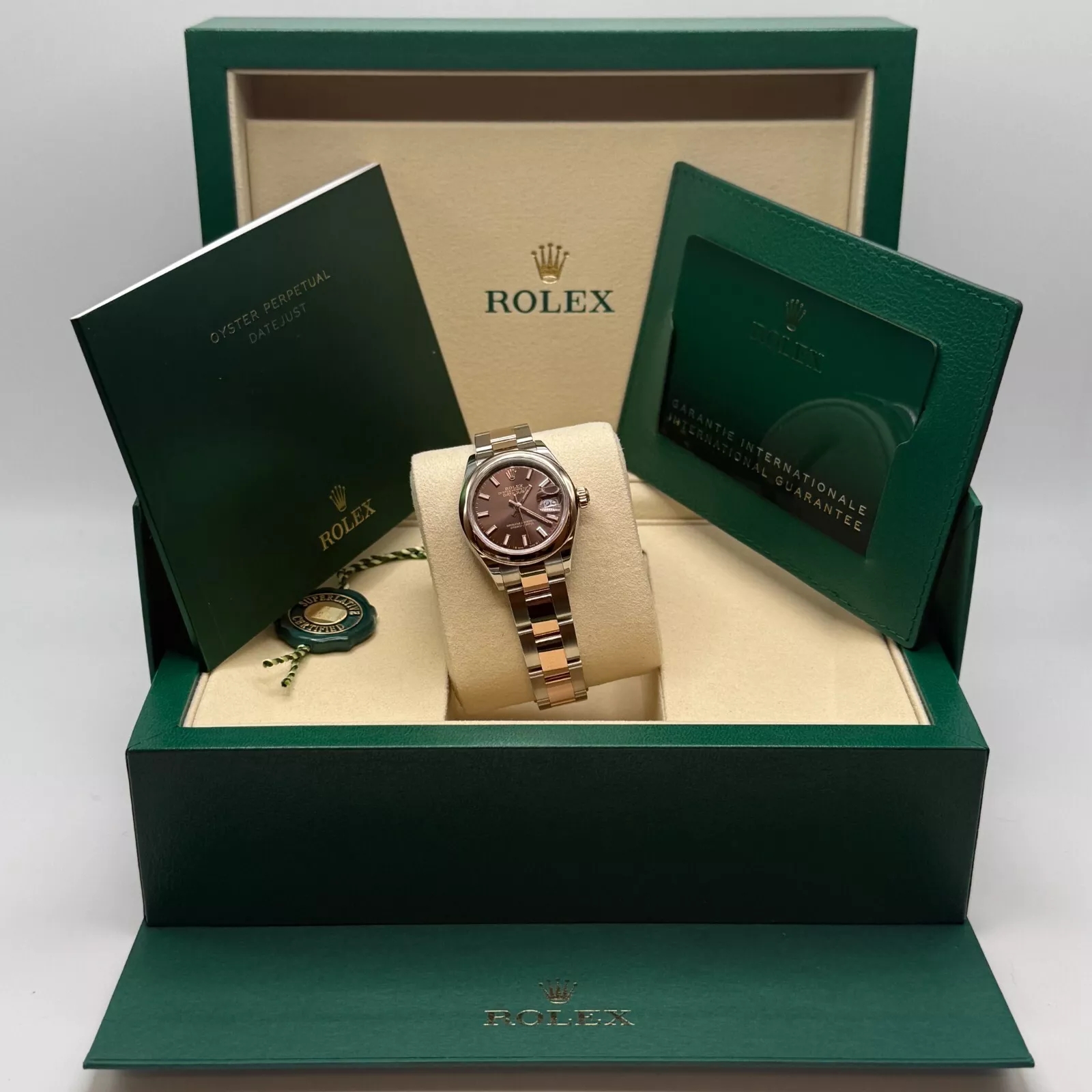 RLX Lady-Datejust 28mm  279161 Chocolate Stick Dial, Two Tone Stainless Steel & 18K Rose Gold Oyster Bracelet Women's Watch