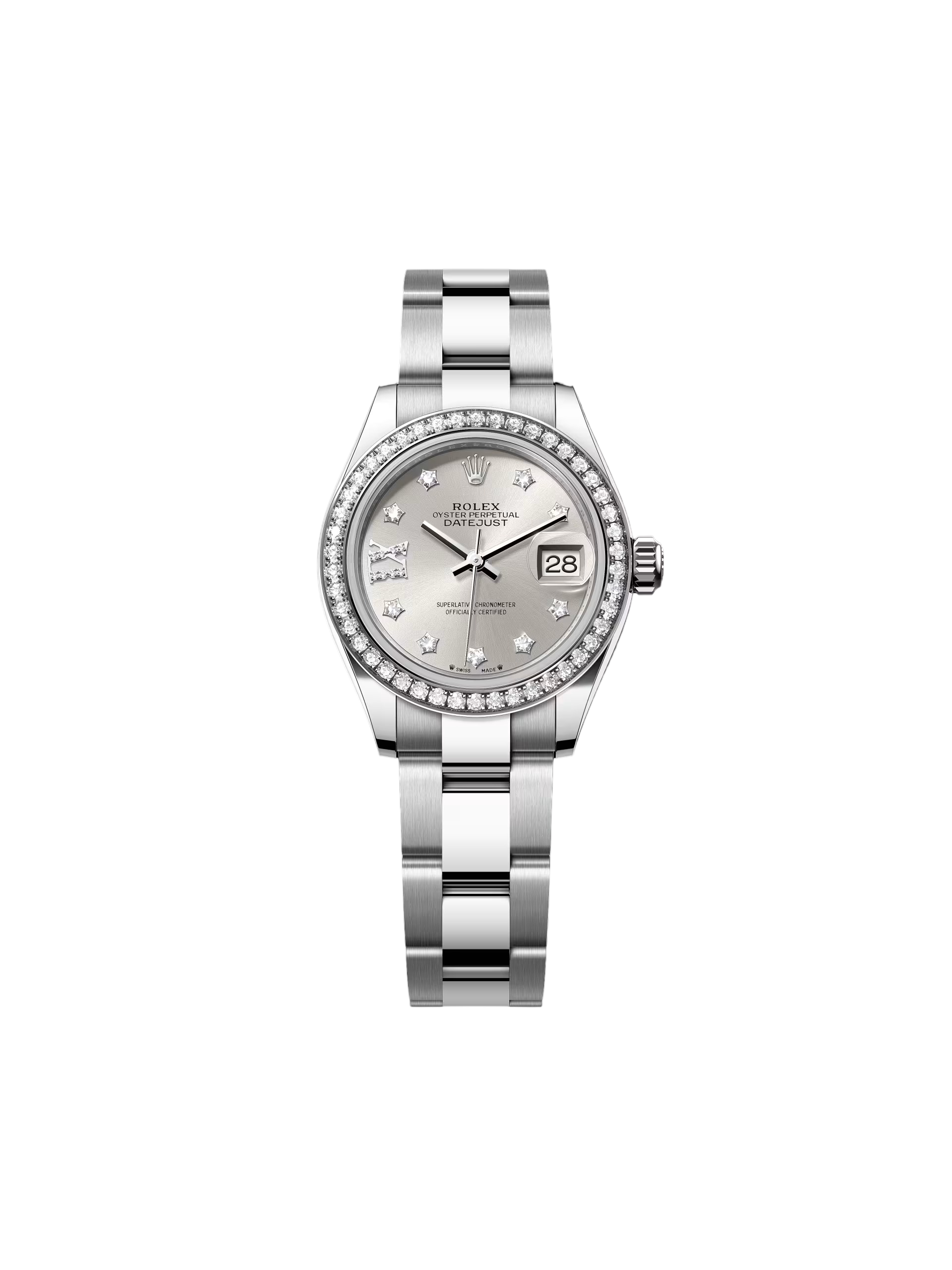 RLX Lady-Datejust 28mm 279384RBR Silver Diamond Dial & Diamond Bezel, Stainless Steel Jubilee Bracelet Women's Watch