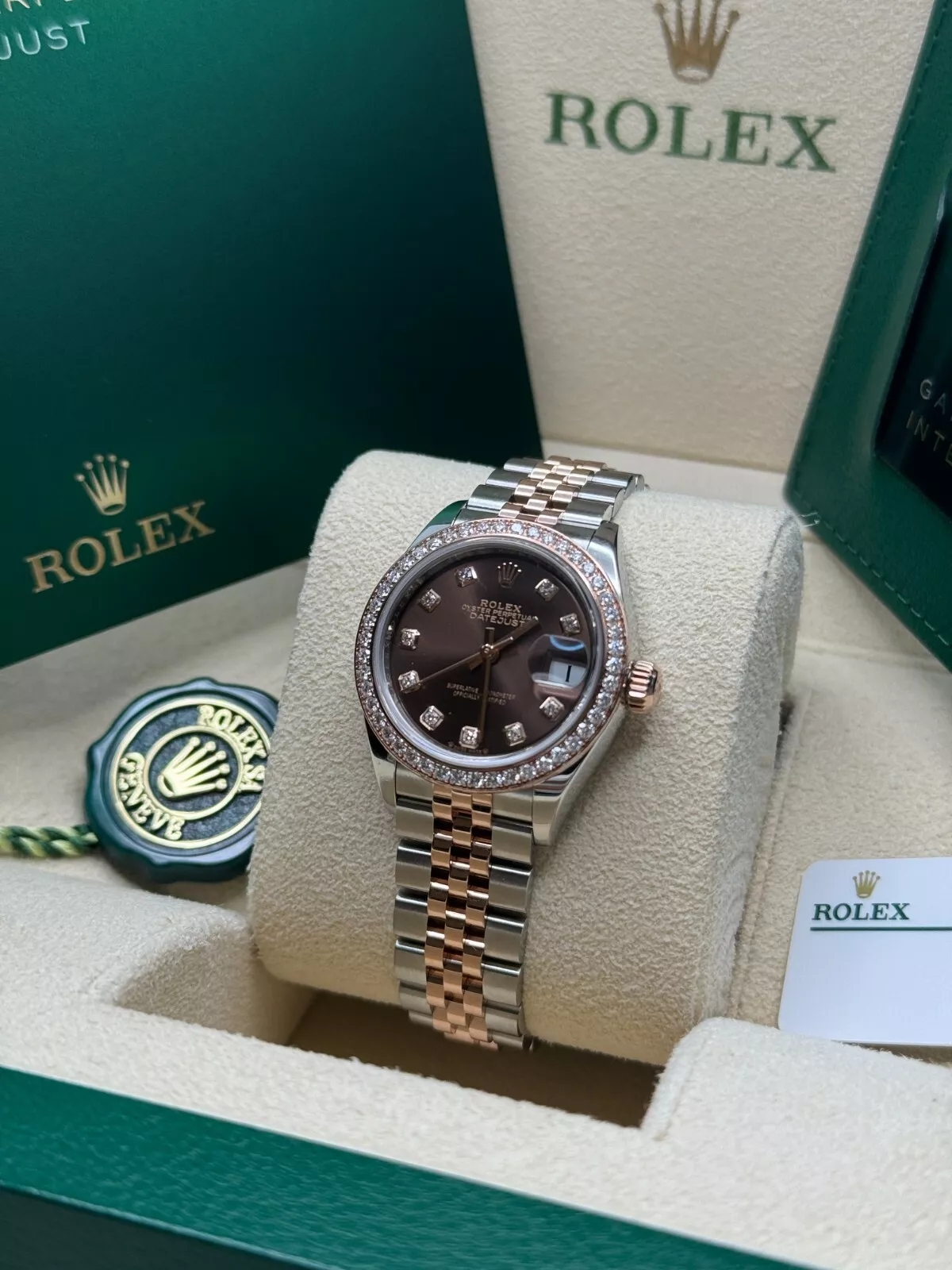 RLX Lady-Datejust 28mm 279381RBR Chocolate Diamond Dial Oyster Bracelet