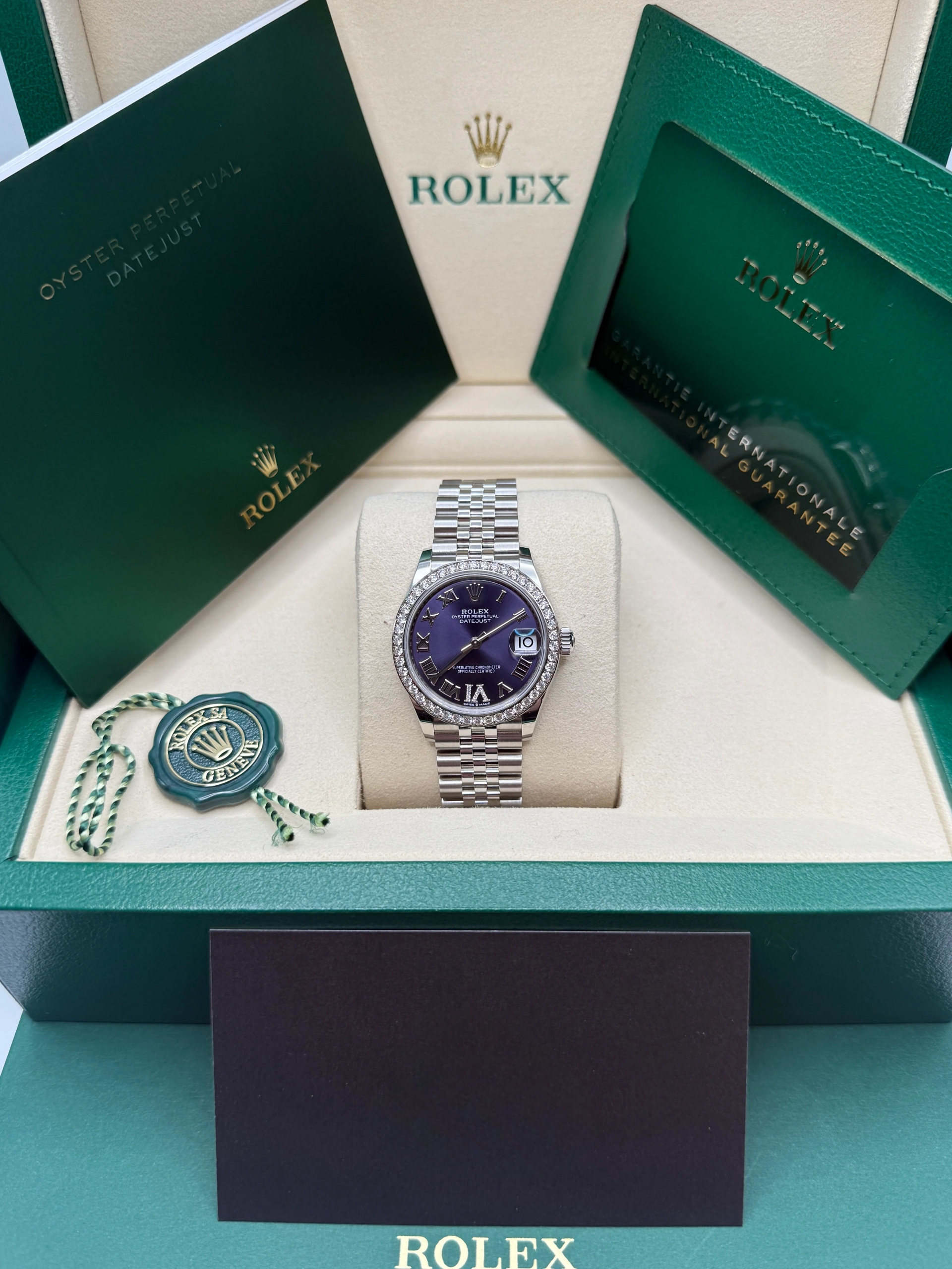 RLX Datejust m278384RBR-0029/0030 Aubergine 31mm Dial Jubilee Watch