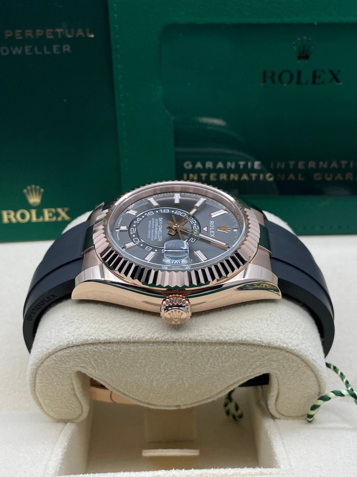 RLX  Sky-Dweller 42mm Rose Gold Slate Dial Oysterflex - 336235