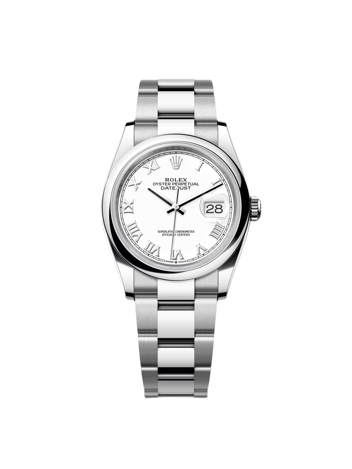 RLX  Datejust 36mm 126200 Stainless Steel White Roman Dial Oyster