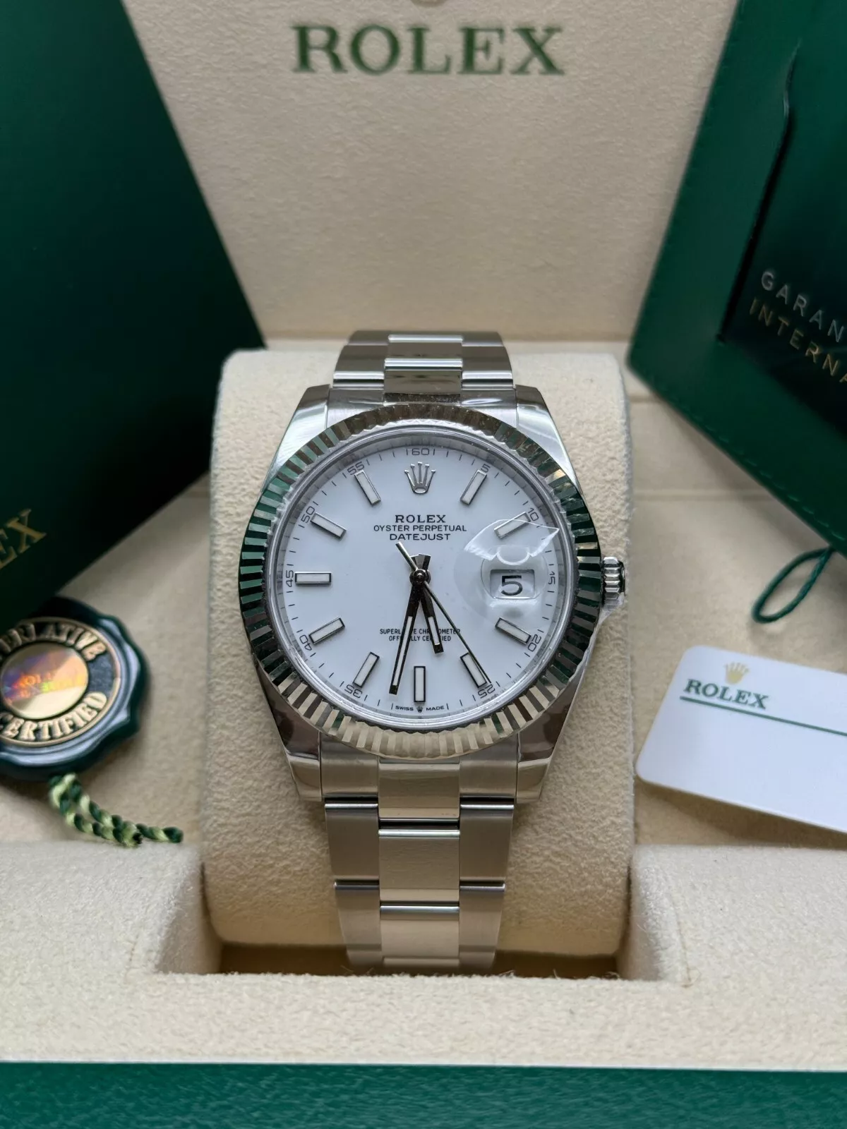 RLX  Datejust 41mm  White Index Oyster Stainless Steel Men’s Watch - 126334