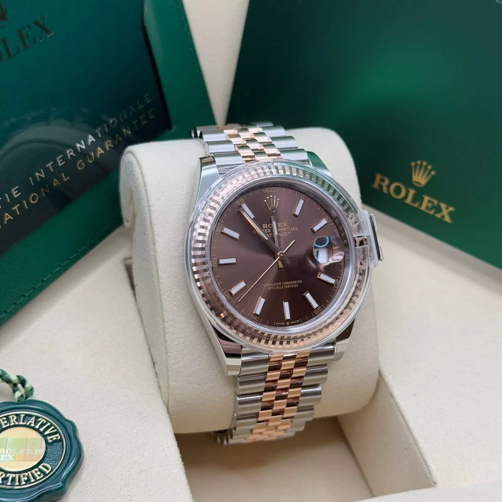 RLX Datejust 41mm 126331 Chocolate Index Jubilee Steel and Everose Gold Watch