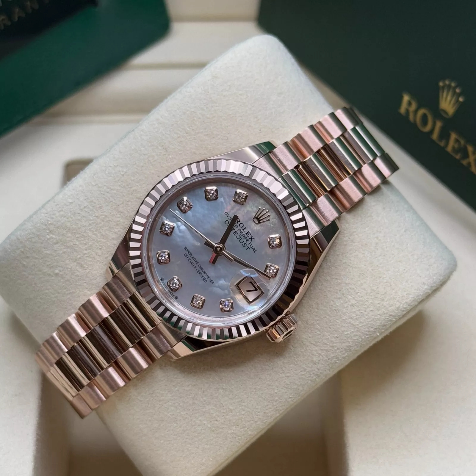 RLX Lady-Datejust 28mm 279175 Mother-of-Pearl Dial President Everose Gold