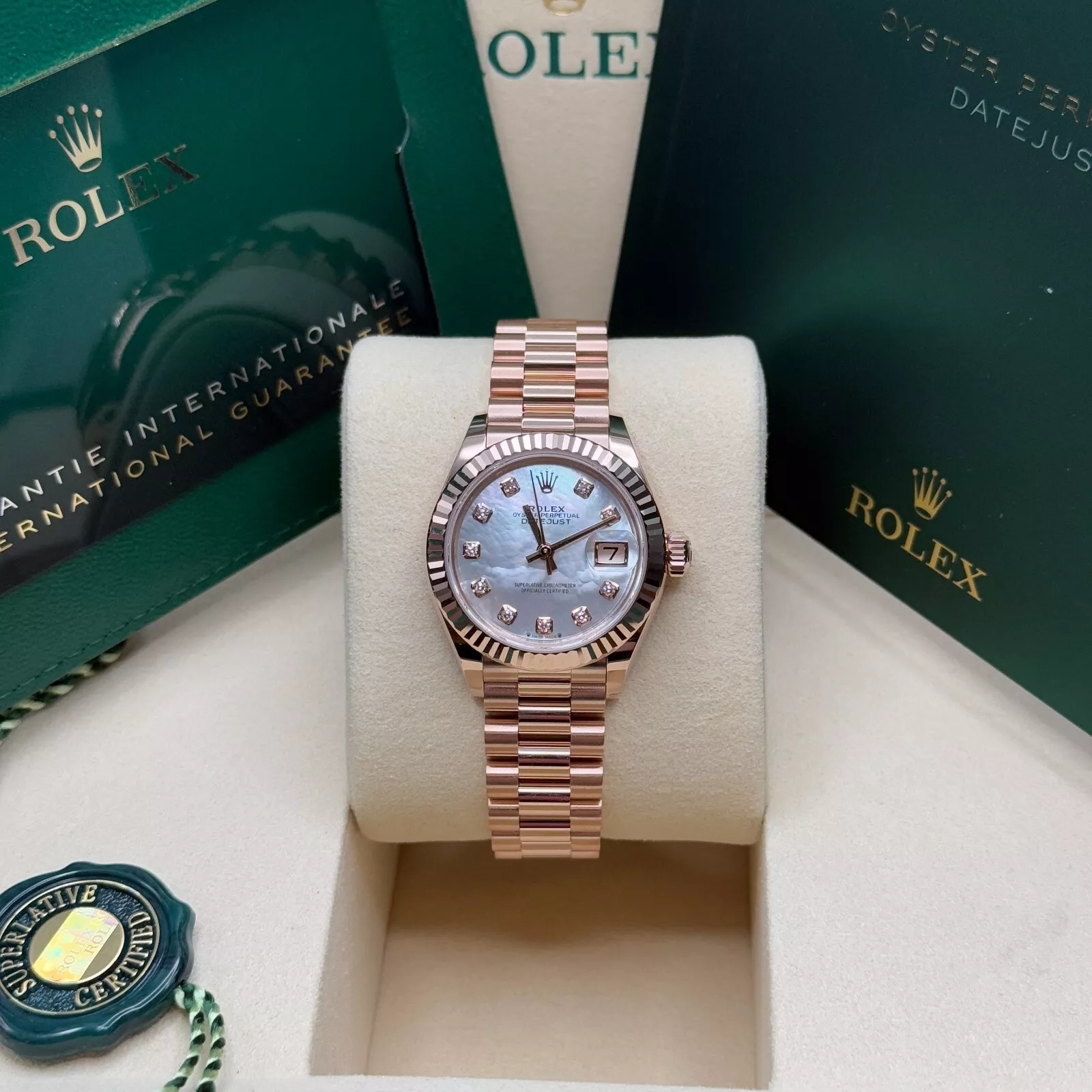 RLX Lady-Datejust 28mm 279175 Mother-of-Pearl Dial President Everose Gold