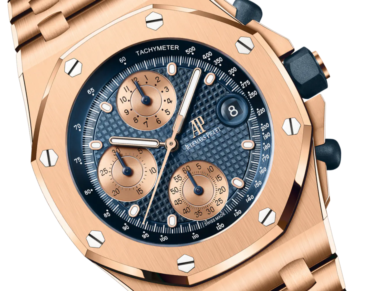 A&P OFFSHORE Pink Gold Blue Dial CHRONOGRAPH 42mm