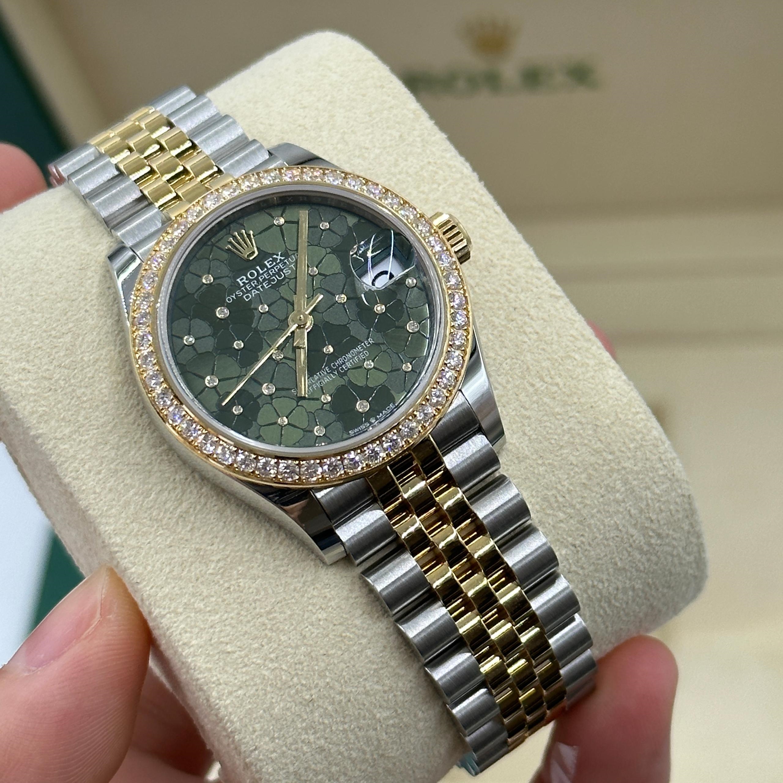RLX Datejust m278383-0031/0032 31mm Green Floral Dial Oyster Bracelet