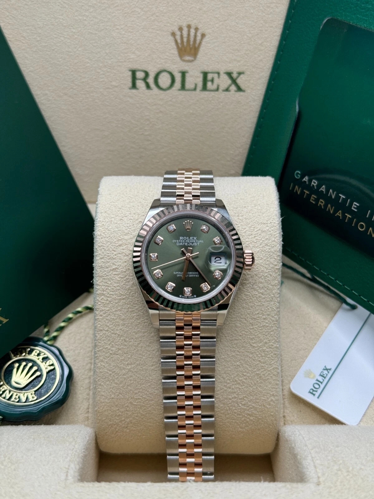 RLX Lady-Datejust 28mm 279171 Green Diamond Oyster Stainless Steel and Rose Gold