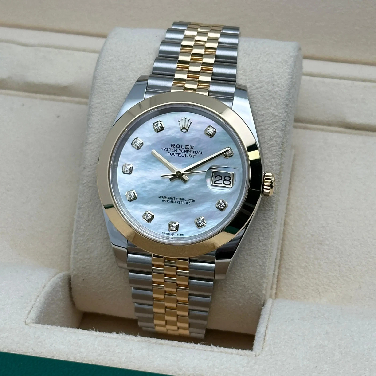 RLX Datejust 41mm 126303 White MOP Diamond Jubilee Steel and Yellow Gold