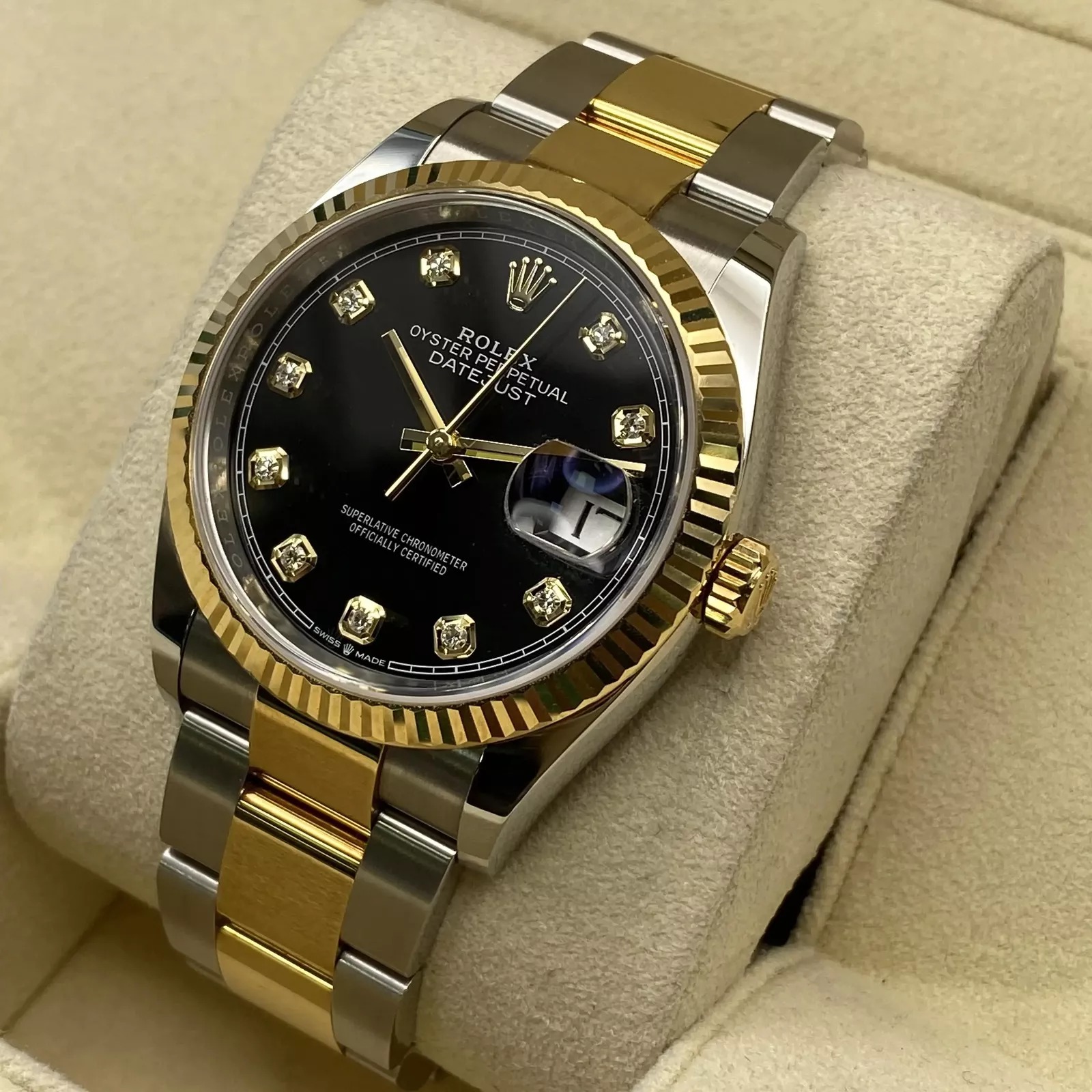 RLX  Datejust 36mm 126233 Custom Black Dial Jubilee Bracelet Watch