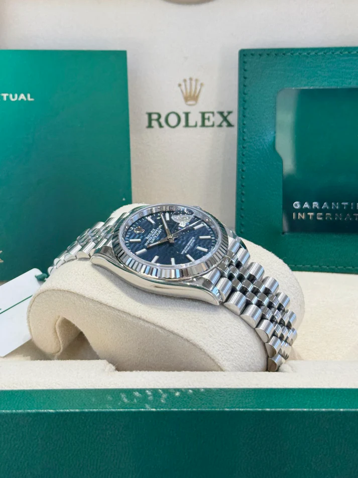 RLX  Datejust 36mm 126234 Blue Fluted Motif Dial Jubilee Bracelet