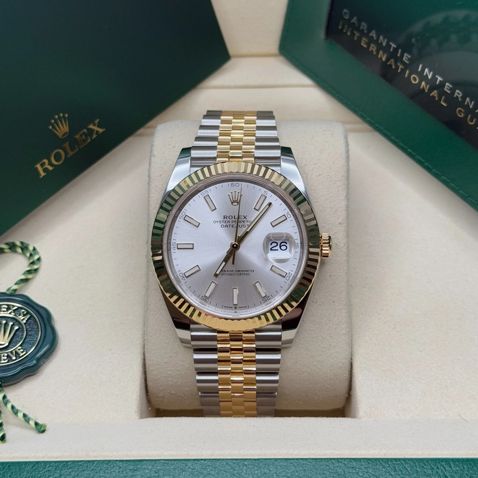RLX  Datejust 41mm 126333 Silver Index Oyster Steel and Yellow Gold Mens Watch