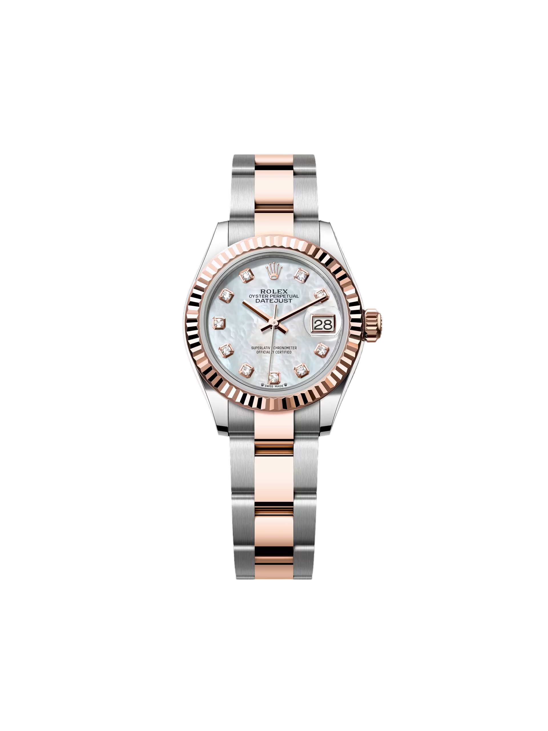 RLX Lady-Datejust 28mm 279171 White Mother Of Pearl Diamond Oyster Stainless Steel and Rose Gold