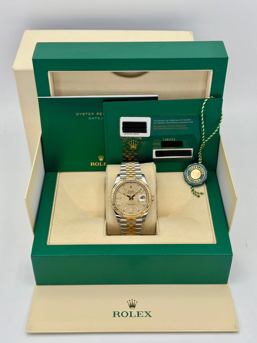 RLX  Datejust 41mm Swiss Replica Watch | Two Tone Jubilee Bracele Champagne Fluted Dial Ref 126333