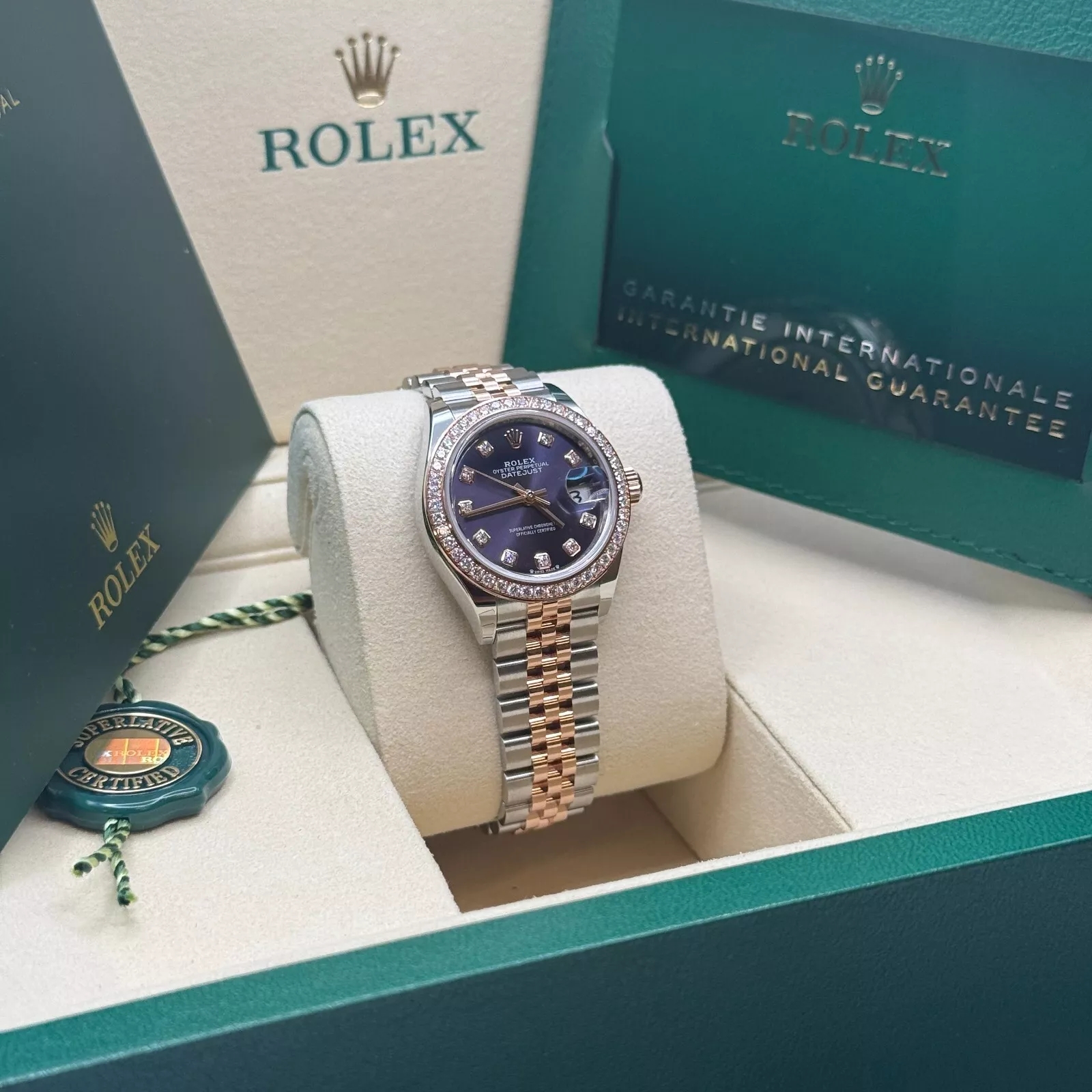 RLX Lady-Datejust 28mm 279381RBR Aubergine Diamond Dial Oyster Bracelet