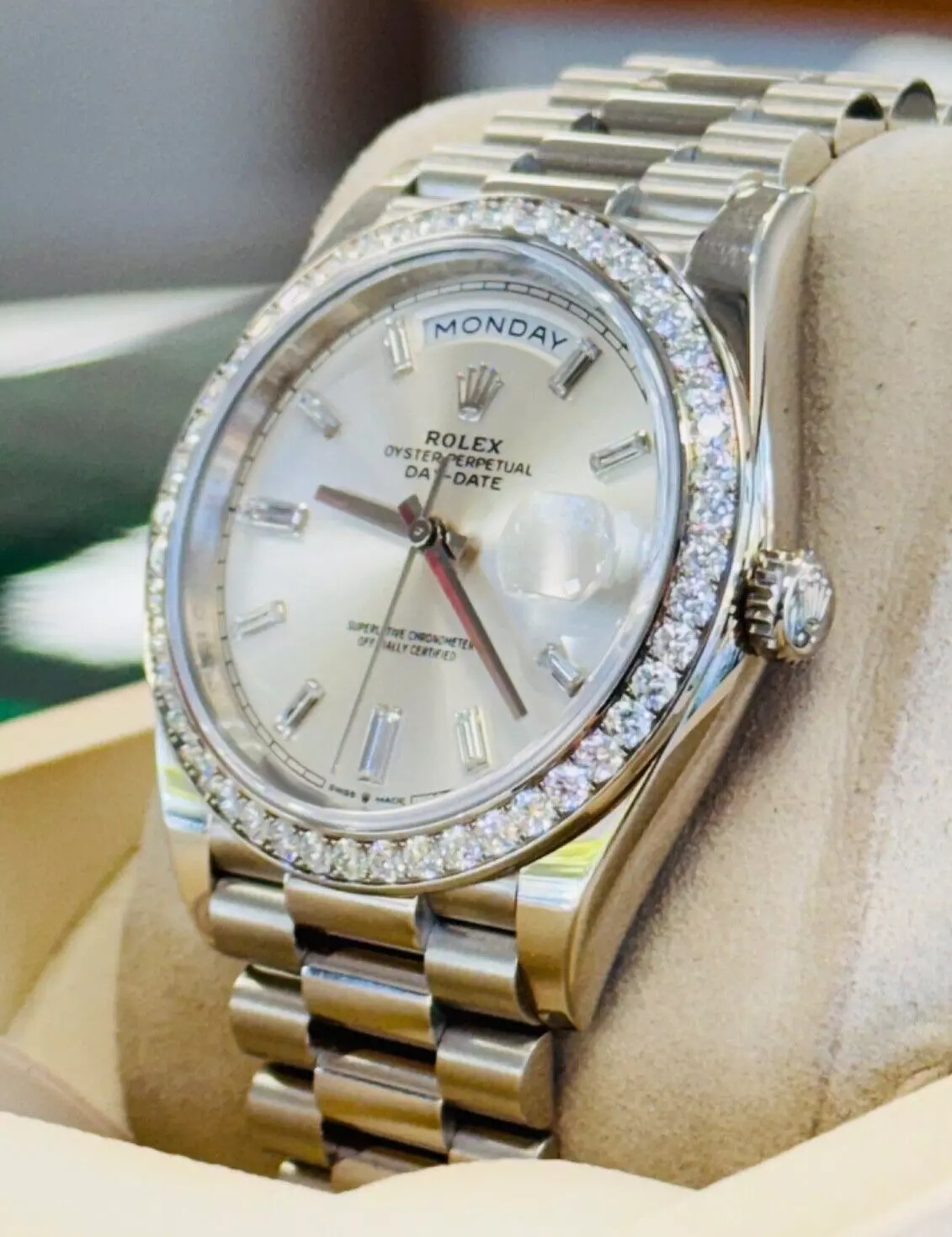 RLX Day-Date 40mm 228349RBR-0001 Silver Dial President Bracelet