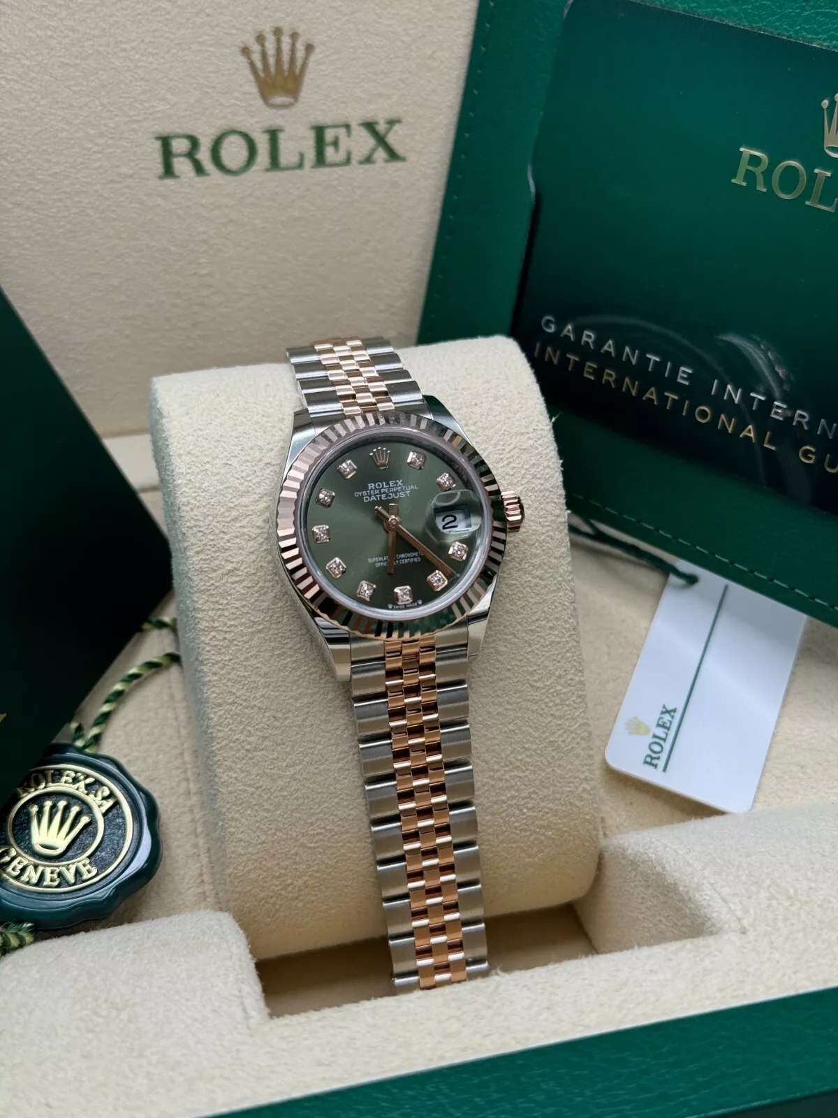 RLX Lady-Datejust 28mm 279171 Green Diamond Oyster Stainless Steel and Rose Gold