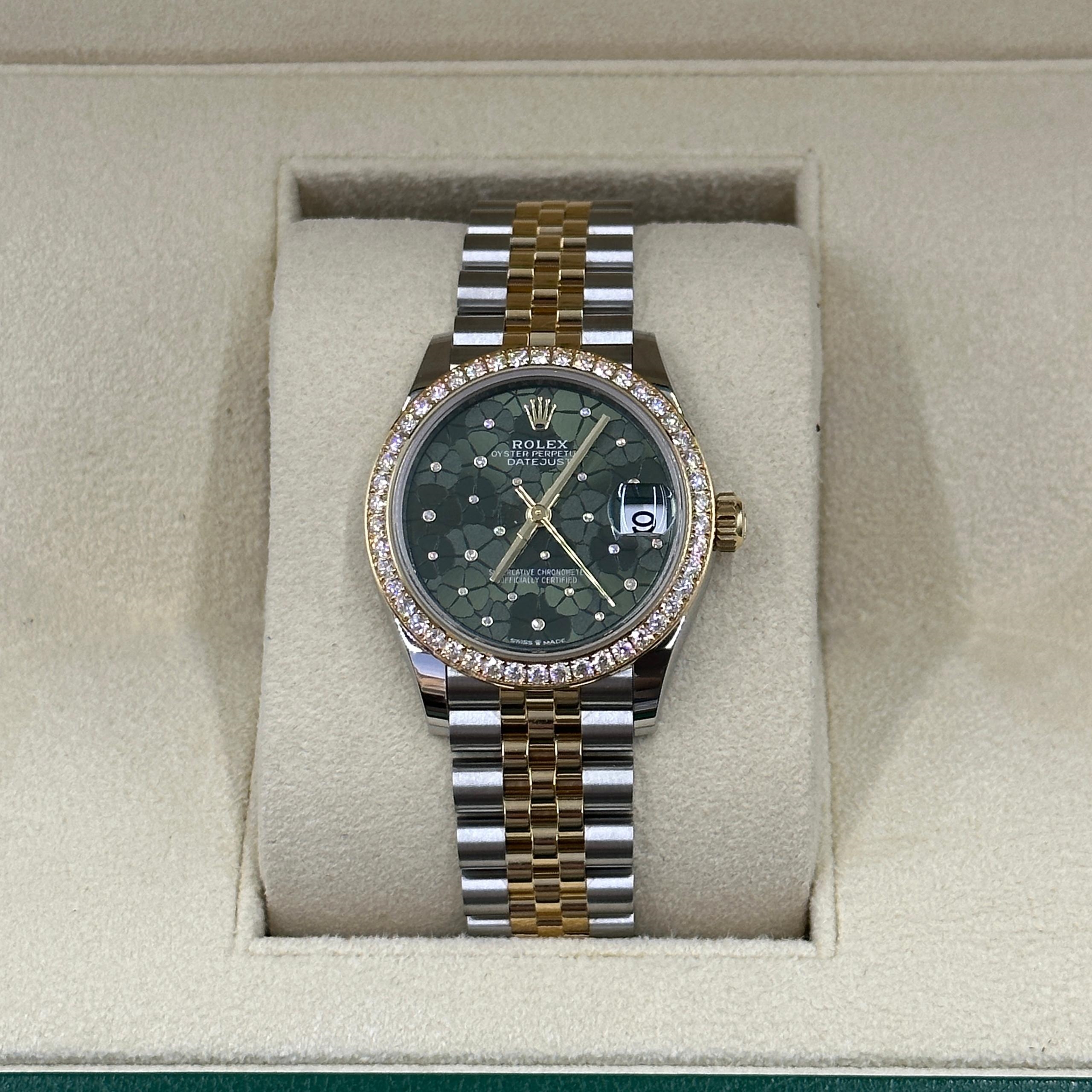 RLX Datejust m278383-0031/0032 31mm Green Floral Dial Oyster Bracelet