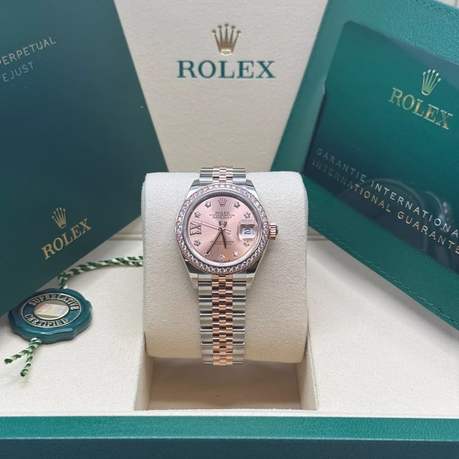 RLX Lady-Datejust 28mm 279381RBR Rose Diamond Dial Oyster Bracelet